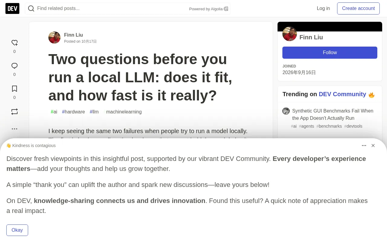 Before Running LLMs Locally, Ask Two Questions: Does It Fit? Is It Actually Fast?