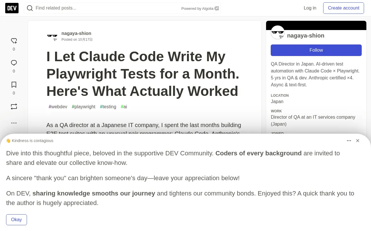 A Month of Writing Playwright Tests with Claude Code: AI Writes the Tests, Humans Keep the Results Solid