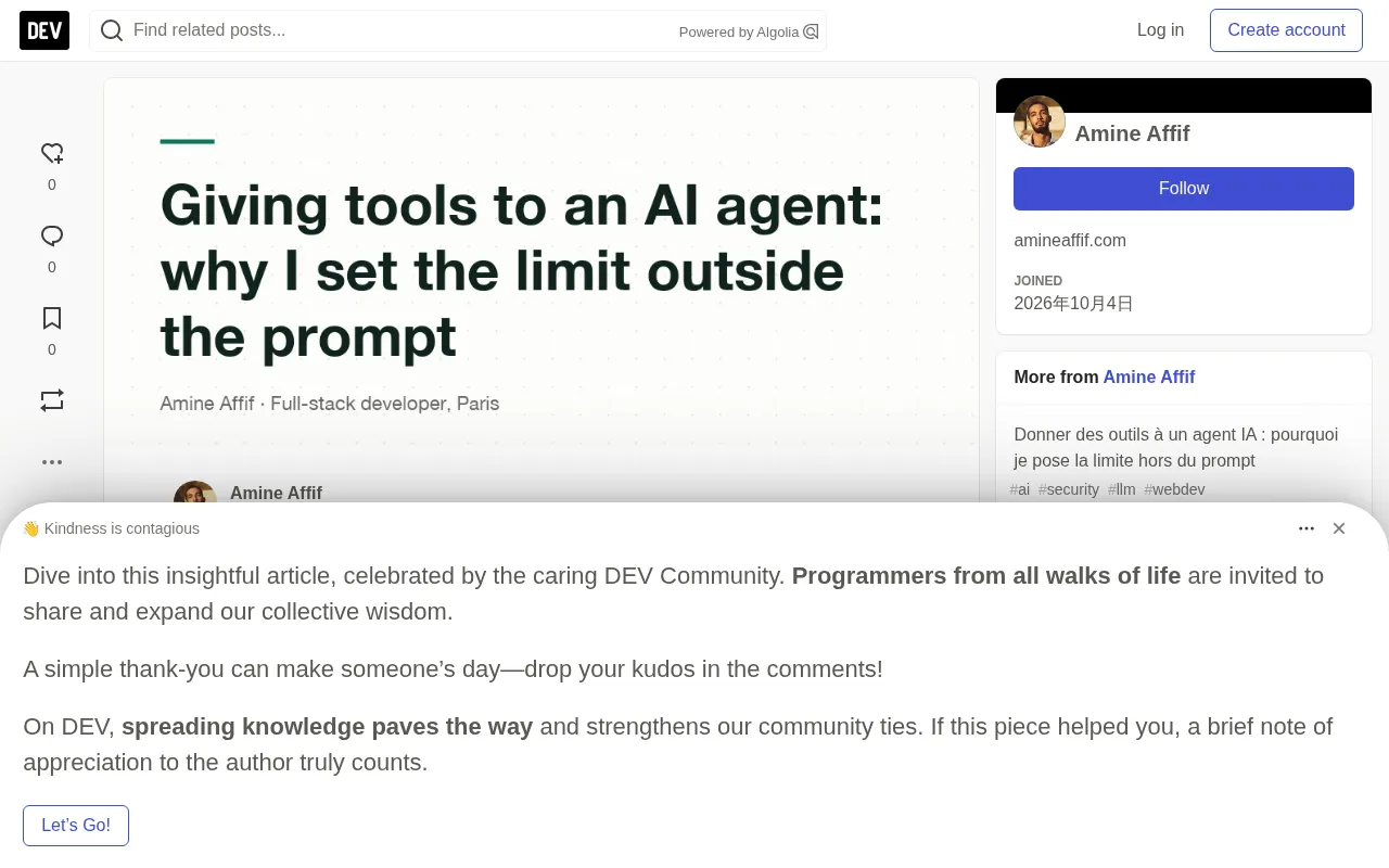 AI Agent Tool Permission Design: Why Limits Belong Outside the Prompt