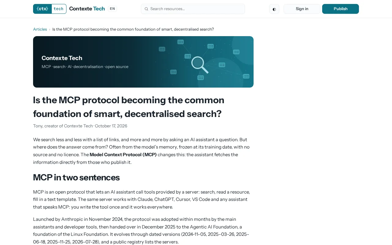 Is MCP Becoming the Universal Foundation for Intelligent Decentralized Search?