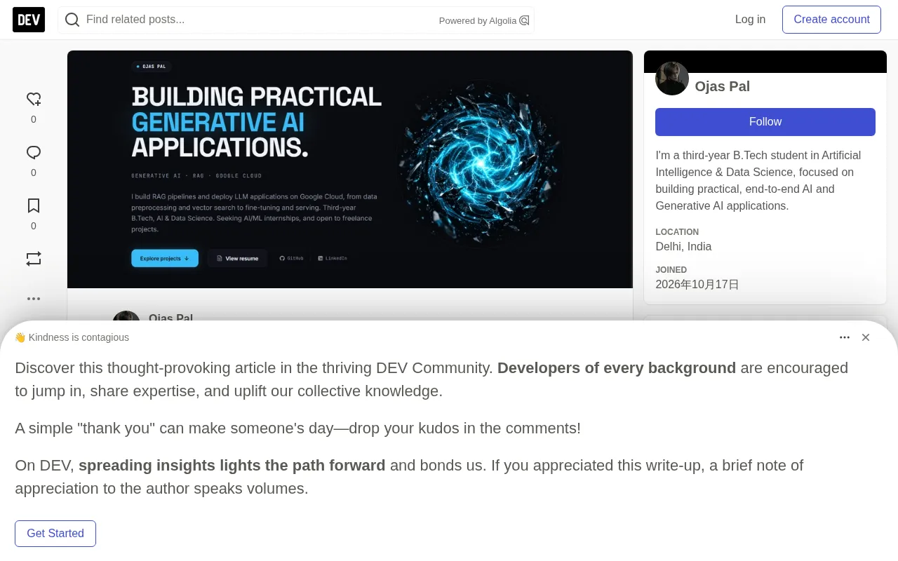 Developer portfolio page screenshot
