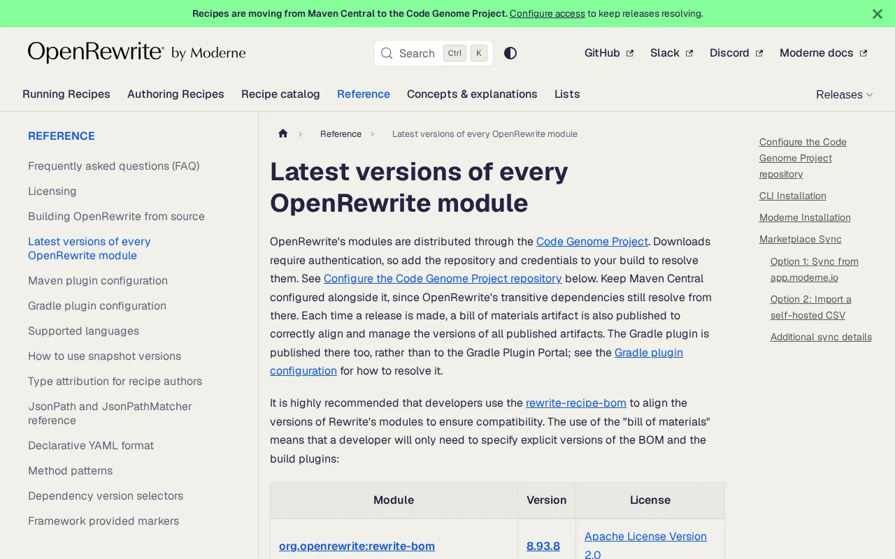 rss source: Recipes Are Moving from Maven Central to the Code Genome Project