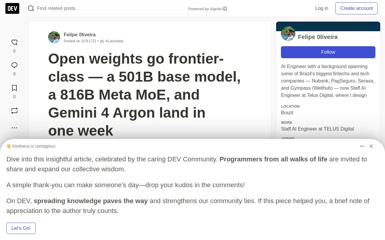 Open Weights Approach the Frontier: 501B Beam and 816B Meta MoE Debut in the Same Week