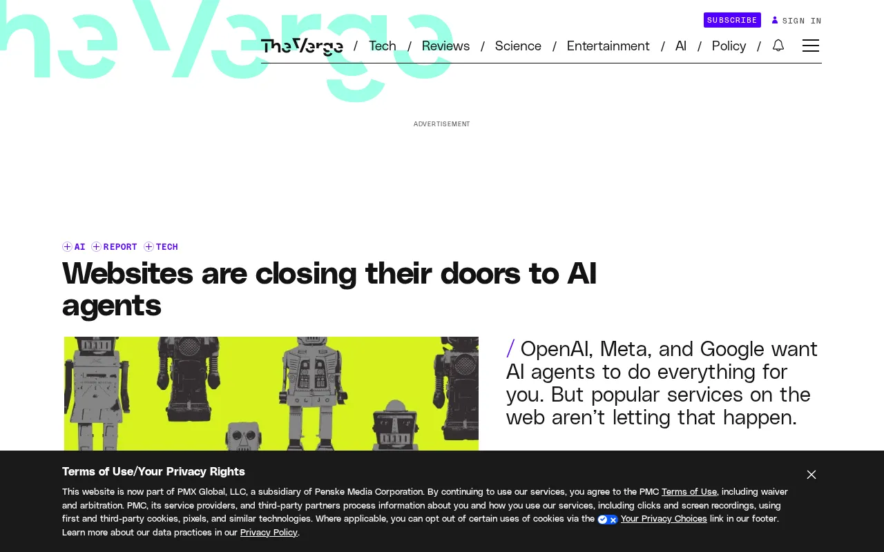 Websites Shut the Door on AI Agents: Autonomous Agents Hit Internet Blockades