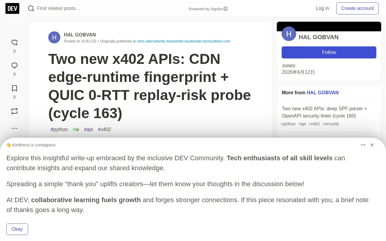 x402 Adds CDN Edge Fingerprinting and QUIC Replay Risk API