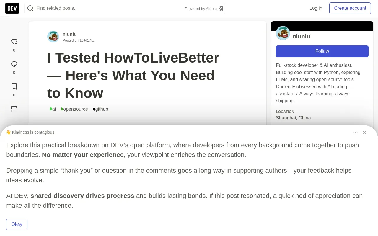 Hands-On with HowToLiveBetter: The 65k-Star Open-Source Life Guide