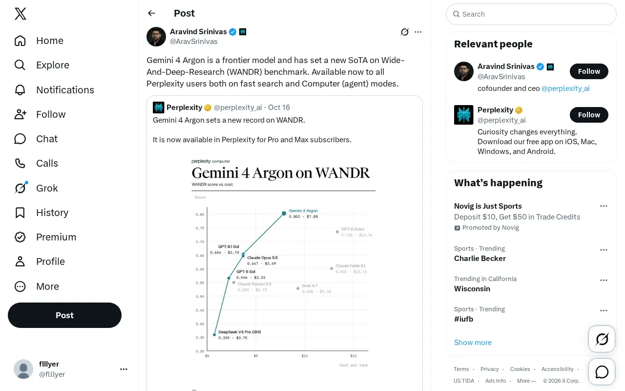 Gemini 4 Argon Sets New WANDR Benchmark Record, Rolls Out to All Perplexity Users