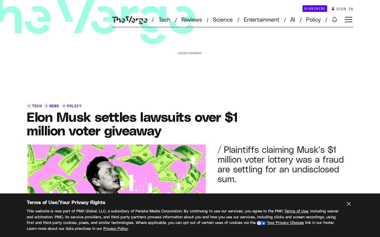 Musk Settles Million-Dollar Voter Sweepstakes Lawsuits, Legal Dispute Comes to a Close