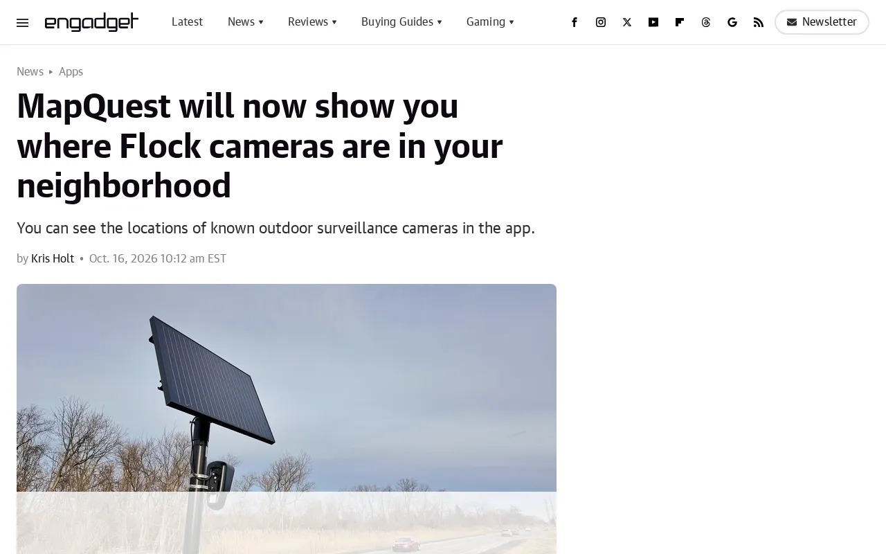 MapQuest Launches Flock Camera Map: Neighborhood Surveillance Moves Toward Transparency