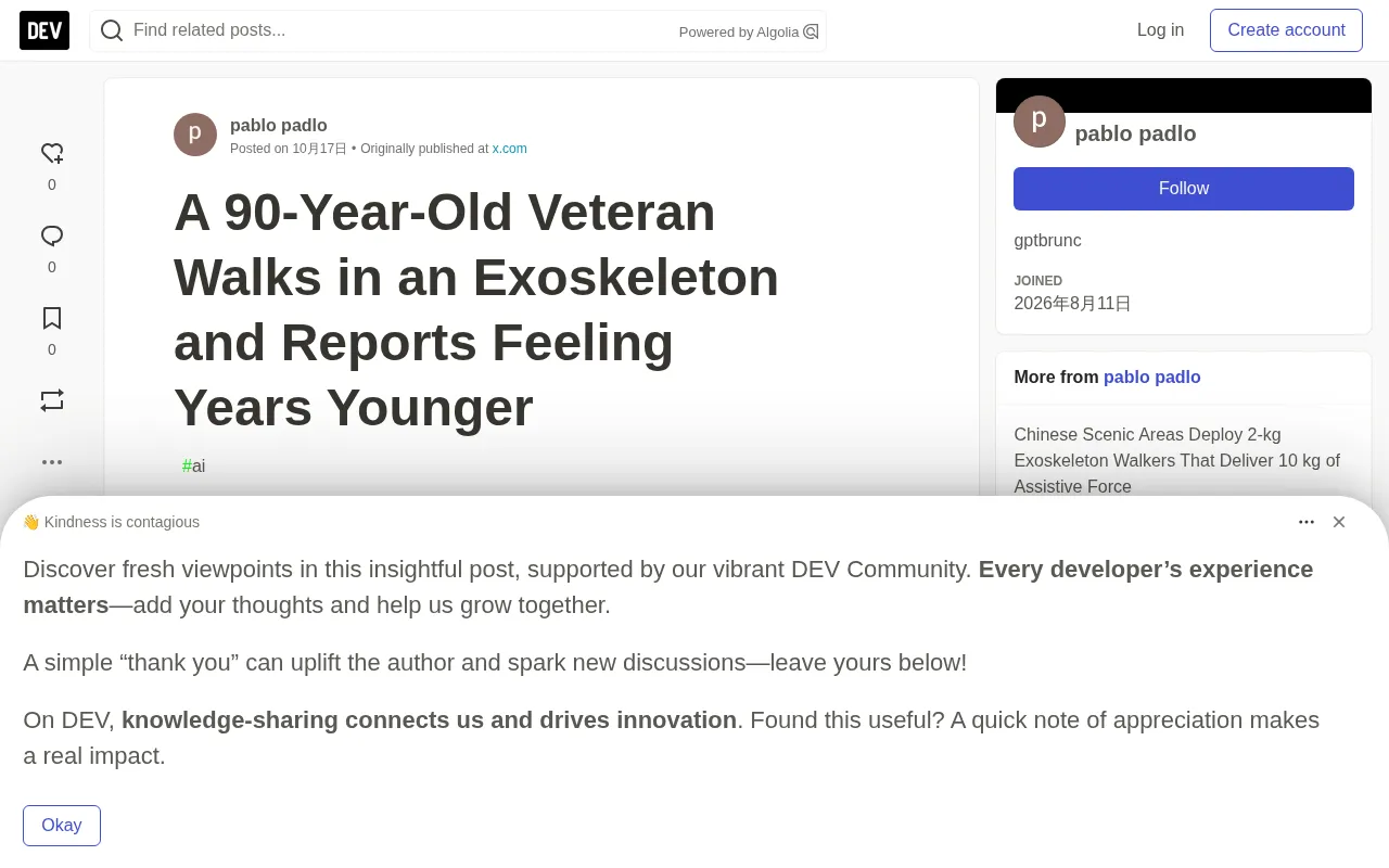 90-year-old veteran wearing exoskeleton demo