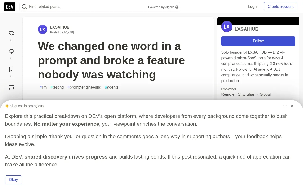 One Word Breaks a Feature: Prompt Regression Testing in Practice