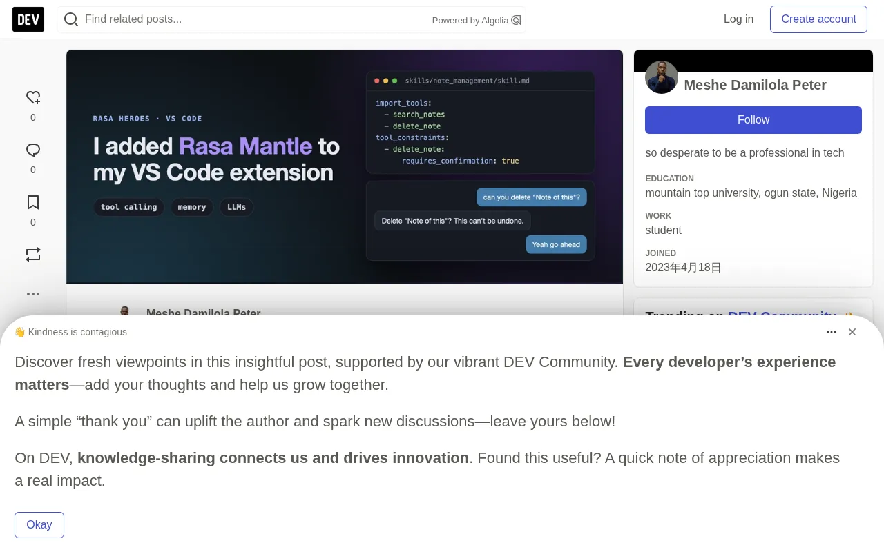 Rasa Mantle in Practice: Adding an AI Agent to a VS Code Extension