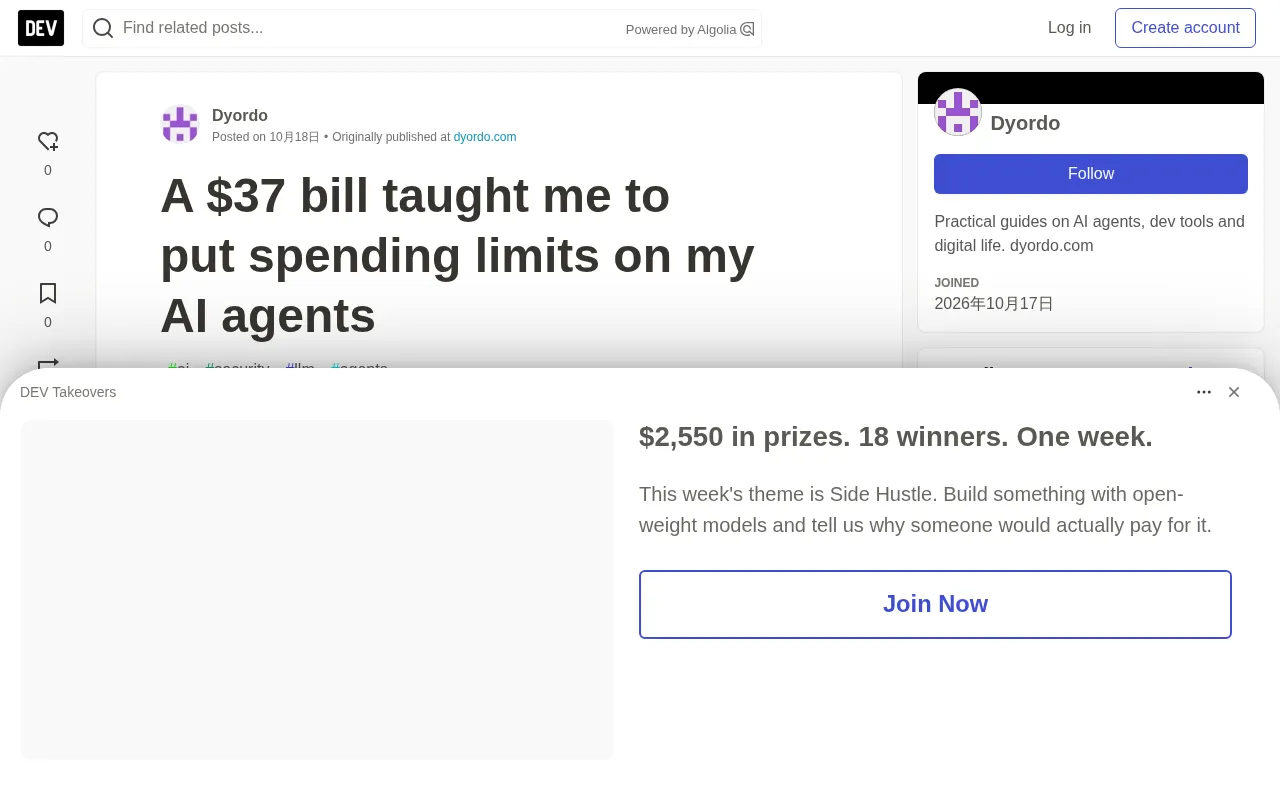 Lessons from a $37 Bill: How to Set Spending Limits for AI Agents