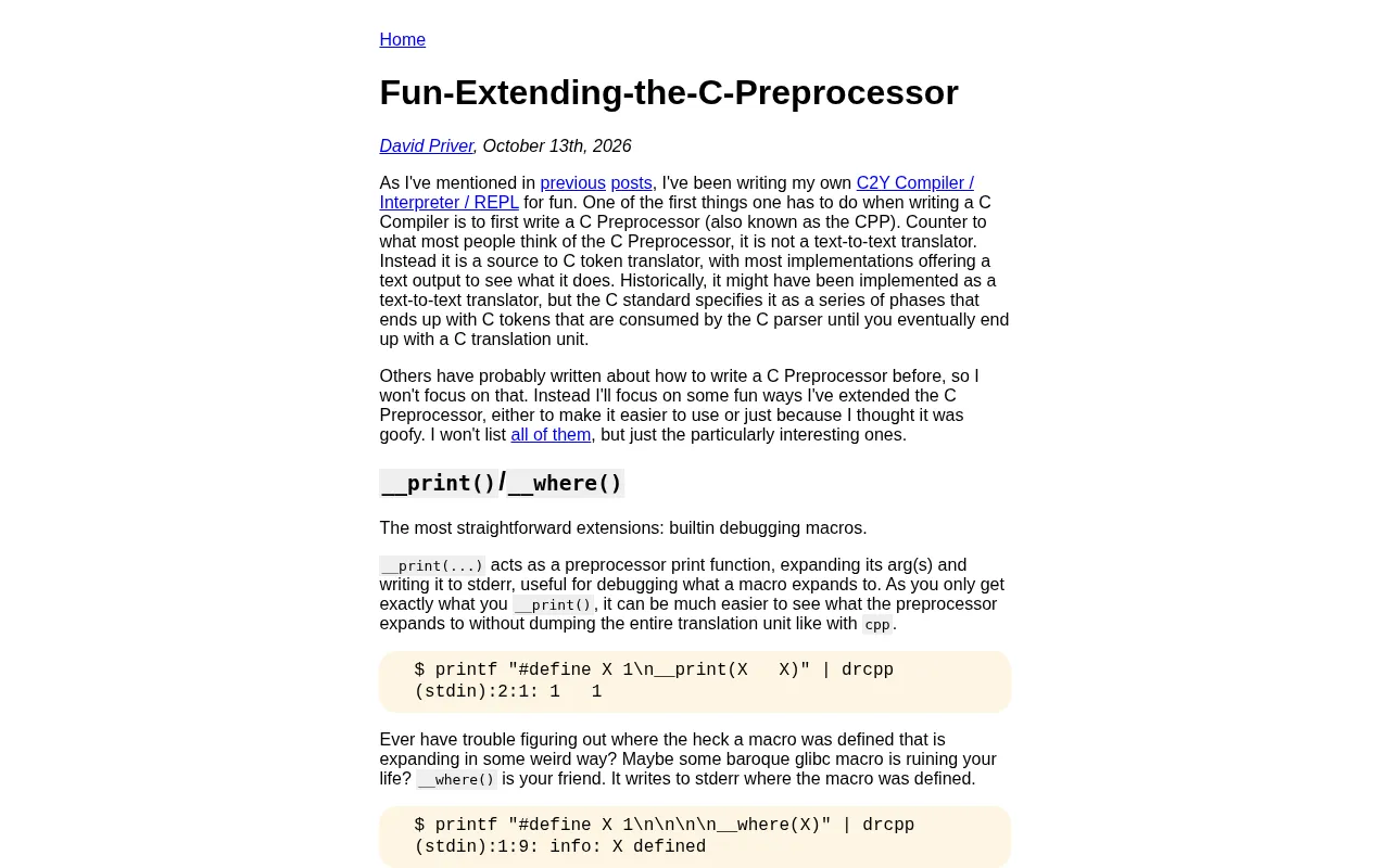Extending the C Preprocessor: A Fun Programming Experiment