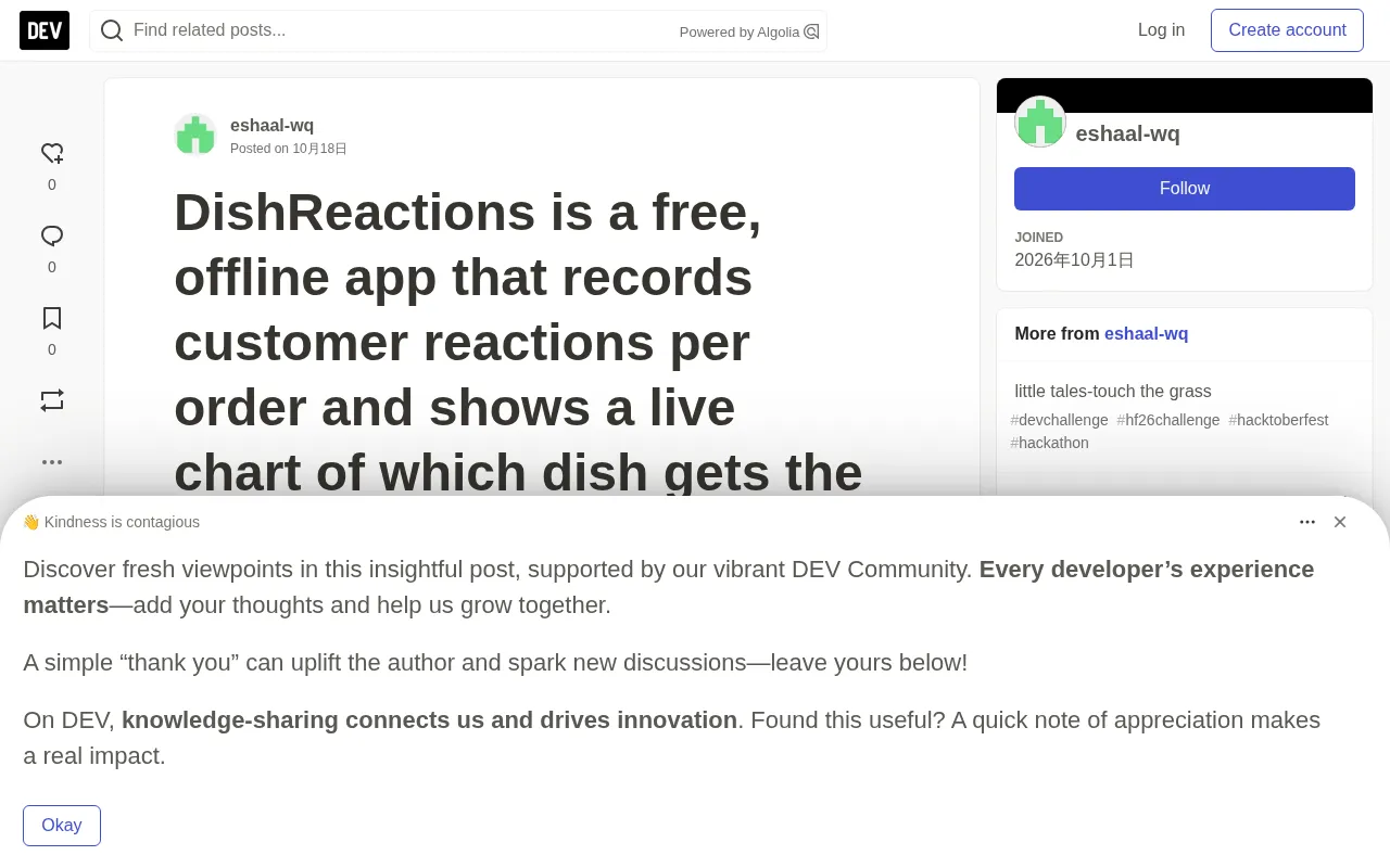 DishReactions: A Local-First Dish Review Tracker for Small Restaurants