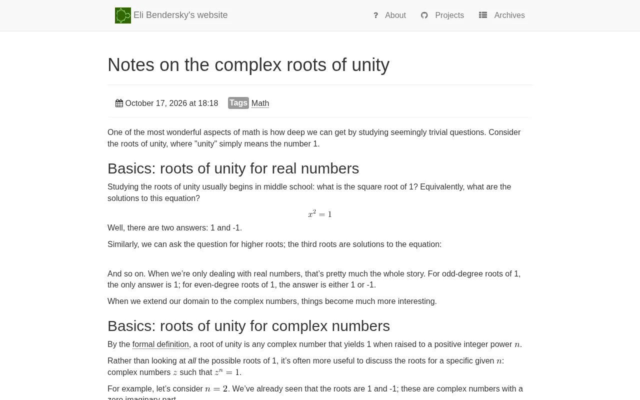 Roots of Unity Notes: Where Do Complex Roots Come From