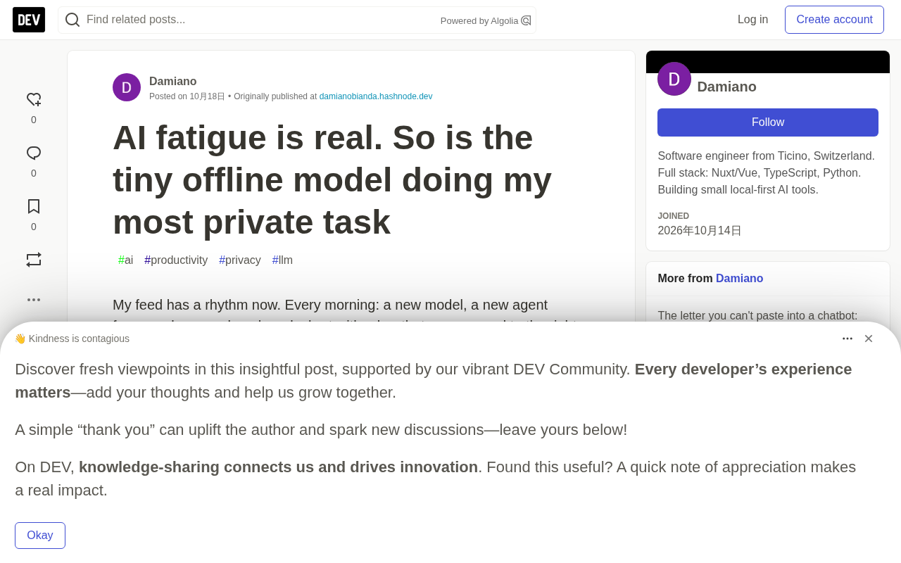Does AI Fatigue Really Exist? I Used a 1B-Parameter Offline Small Model to Process Private Letters