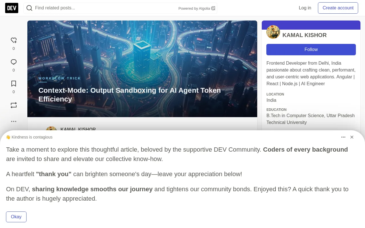 Context-Mode Output Sandbox: Saving Token Costs for AI Agents