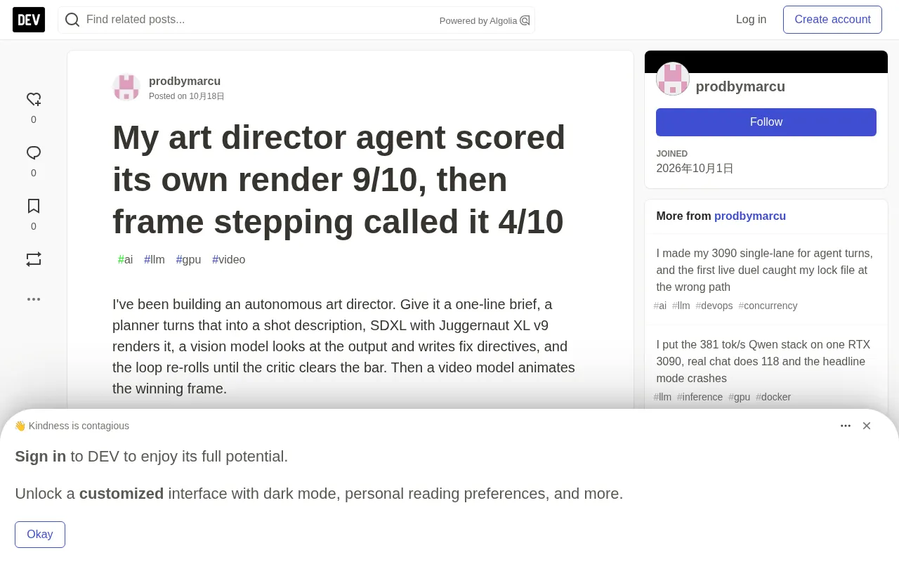 AI Art Director Agent Self-Scores 9/10, Frame-by-Frame Review Gives It 4/10