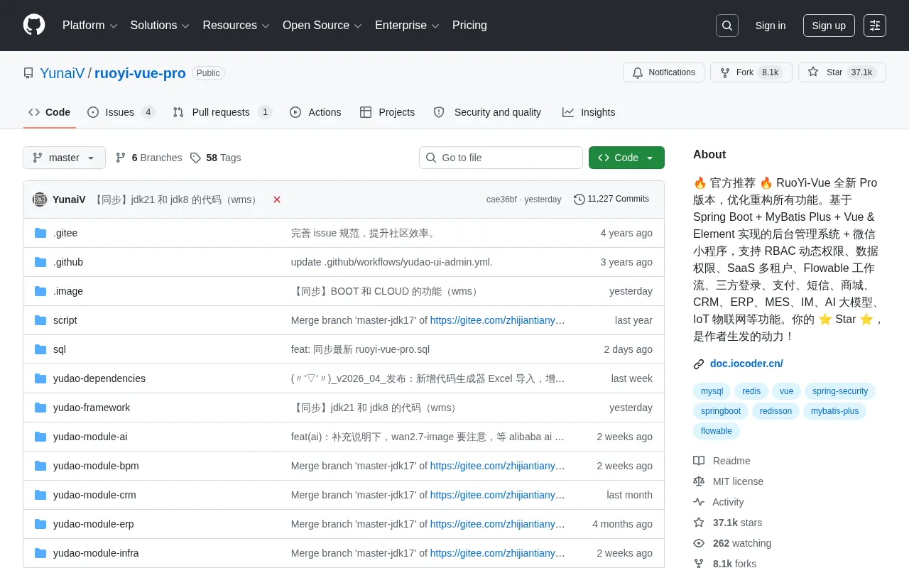 RuoYi-Vue-Pro Deep Dive: A 37K Star Enterprise-Grade Java Full-Stack Development Platform