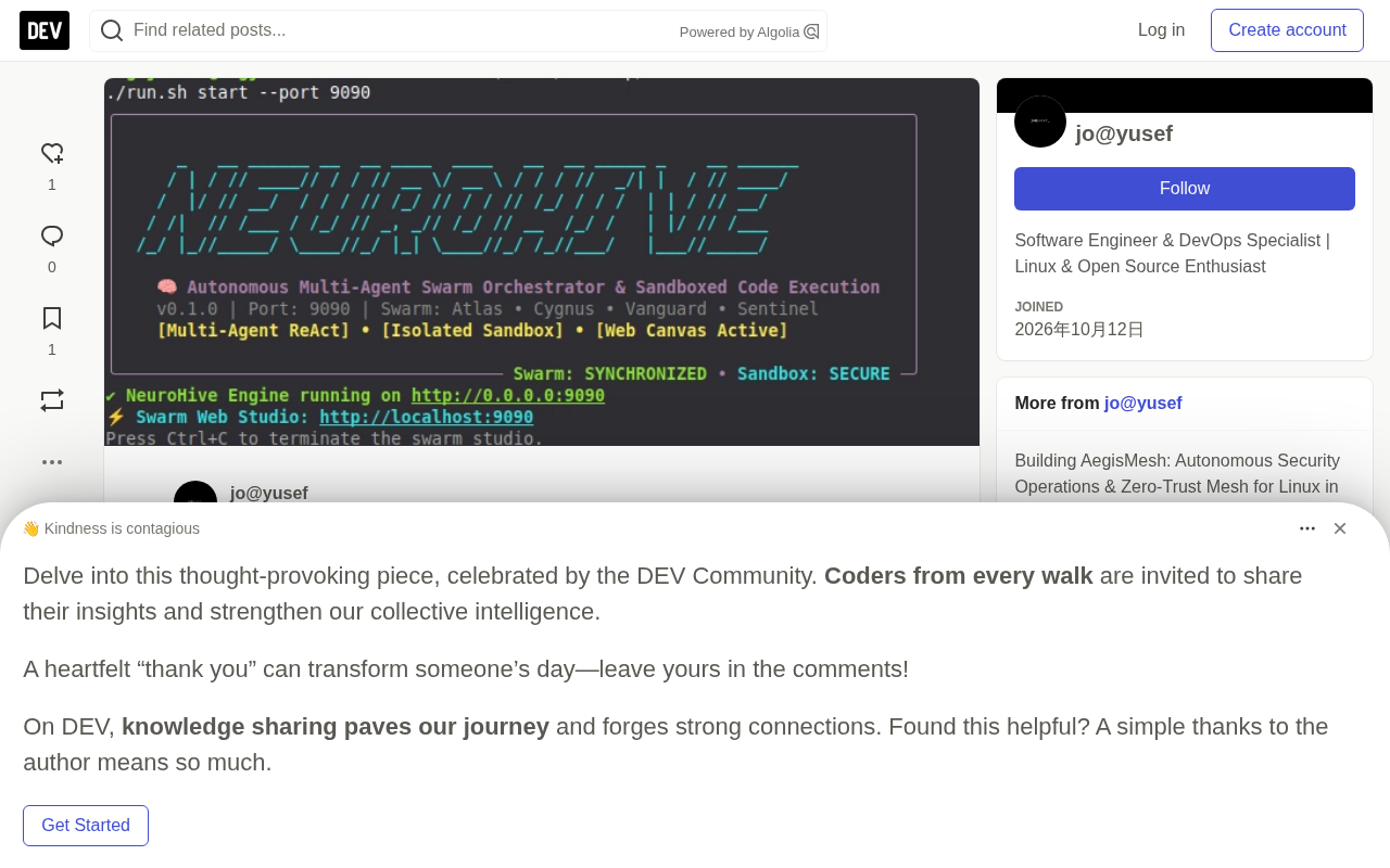 NeuroHive:四Agent蜂群与沙箱执行的开源Python编排器