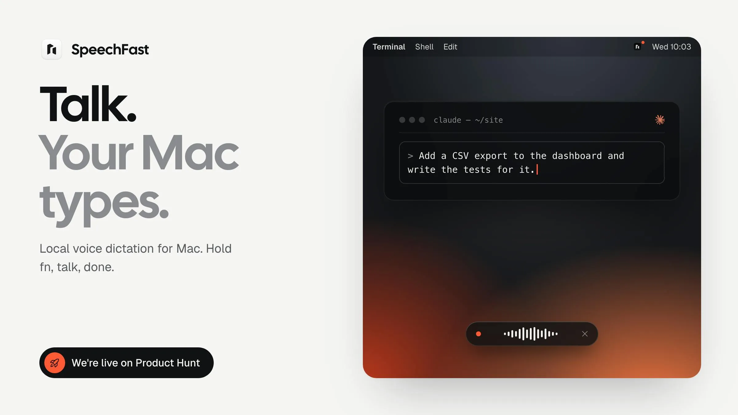 SpeechFast: Local Whisper Voice Input on Mac, Offline and Secure