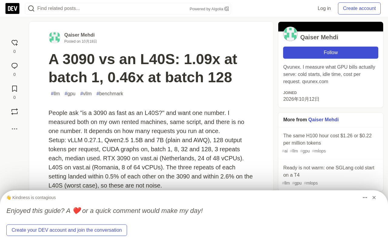 RTX 3090 vs L40S Benchmark: How Batch Size Flips Performance and Cost