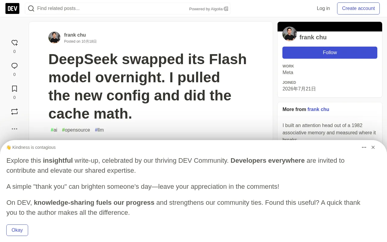 DeepSeek Silently Swapped Models: The KV Cache Arithmetic Is the Real Announcement