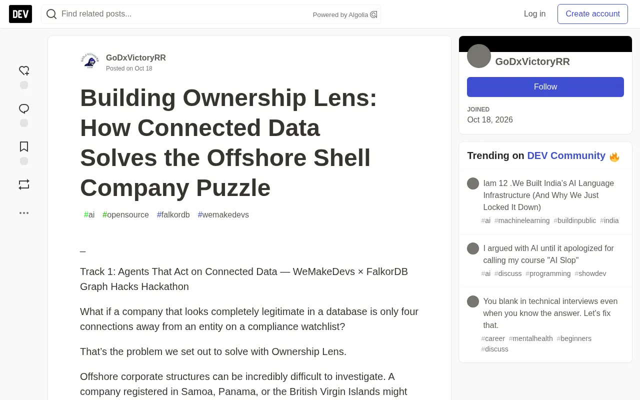 Ownership Lens: Using a Graph Database to Uncover Offshore Shell Company Networks