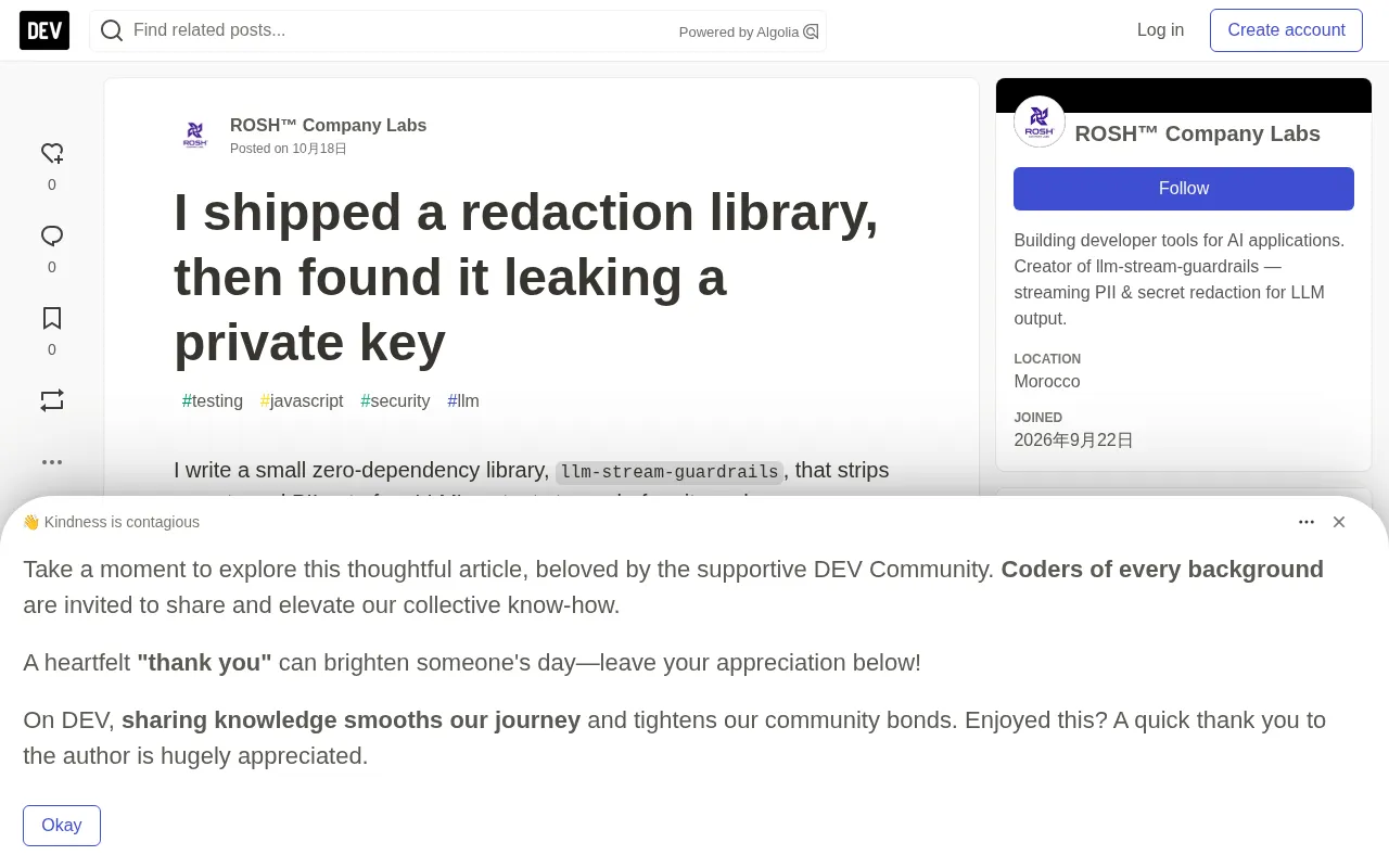 rss source: I shipped a redaction library, then found it leaking a private key