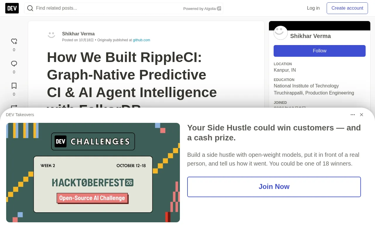 Graph-Native Predictive CI: How RippleCI Cuts Build Times by 68% with FalkorDB