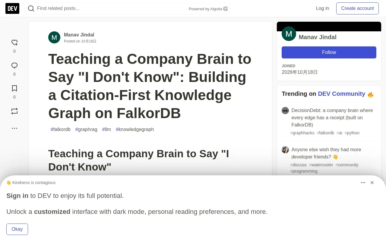 Teaching the Enterprise Knowledge Graph to Say "I Don't Know": A Citation-First GraphRAG Practice