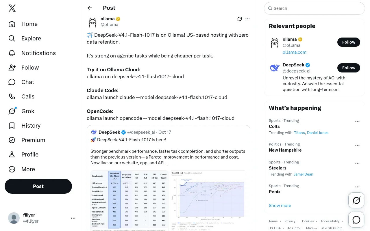 DeepSeek-V4.1-Flash Lands on Ollama: Stronger Agentic Performance at Lower Cost