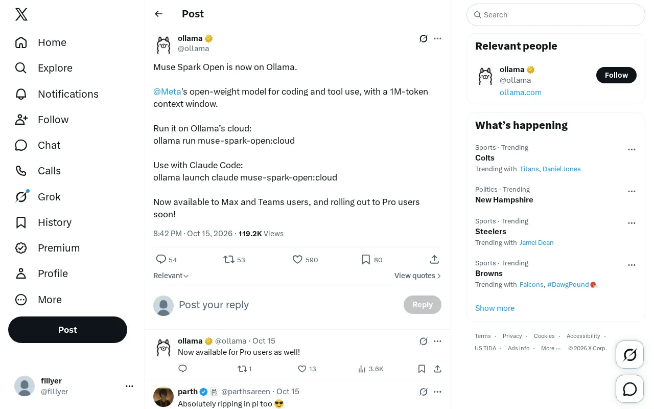 Meta's Open-Weight Model Muse Spark Open Lands on Ollama: 1M Token Context