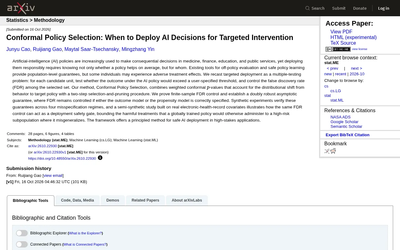 Conformal Policy Selection: Adding a Safety Valve to AI Decision Deployment with FDR Control