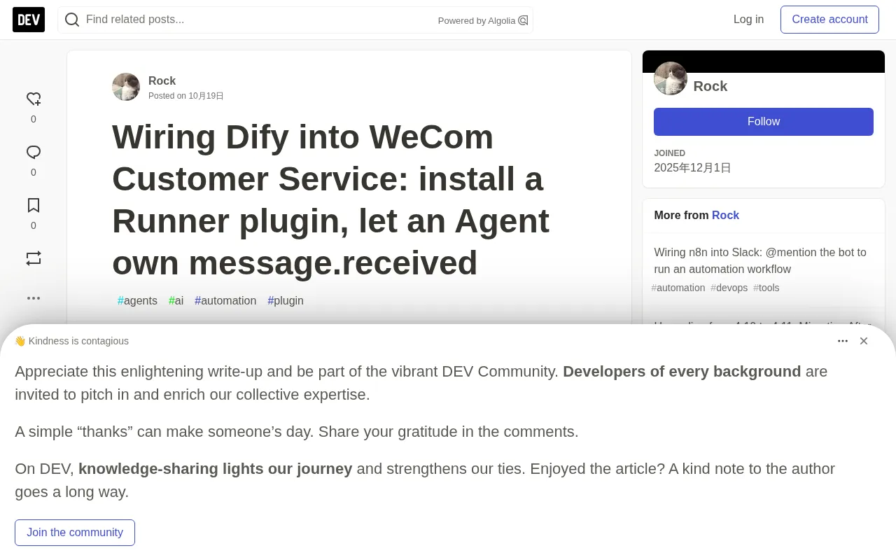 Connecting Dify to WeCom Customer Service: A Plugin-Based Runner in Practice