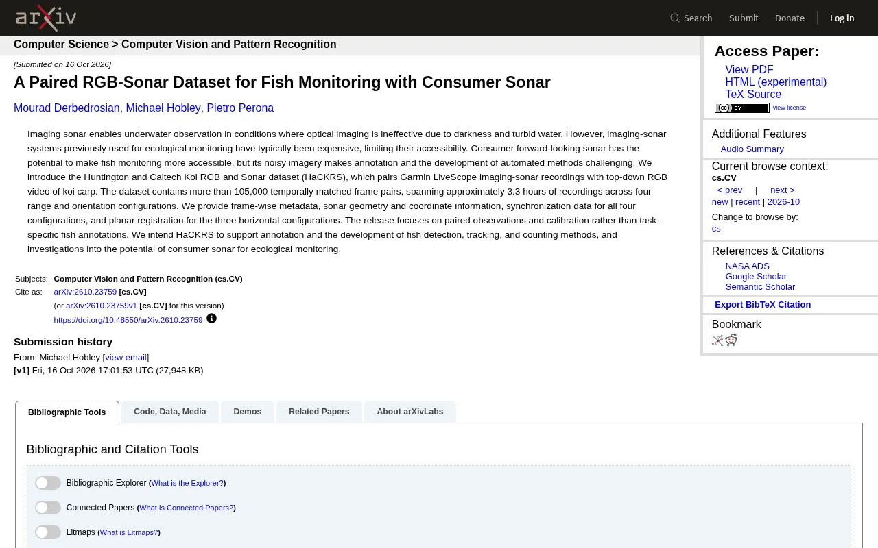 New Breakthrough in Consumer-Grade Sonar: The HaCKRS Dual-Modality Fish School Monitoring Dataset