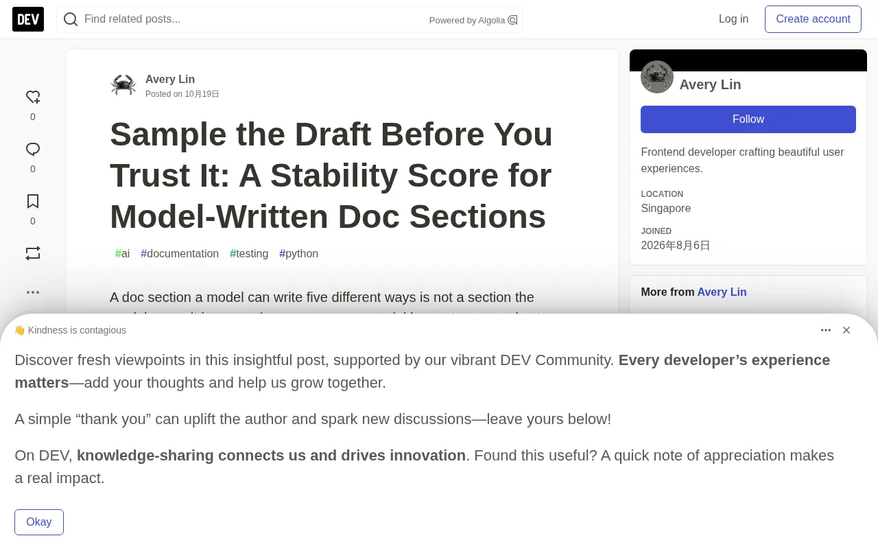Using Stability Scores to Decide Whether to Trust Model-Generated Documents