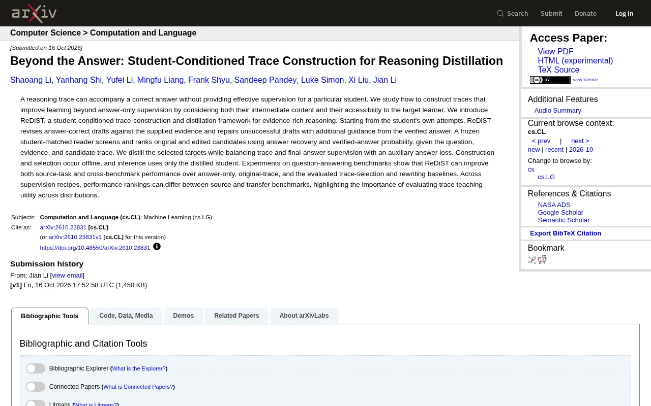 ReDiST: Student-Centric Reasoning Trace Construction for Better Distillation