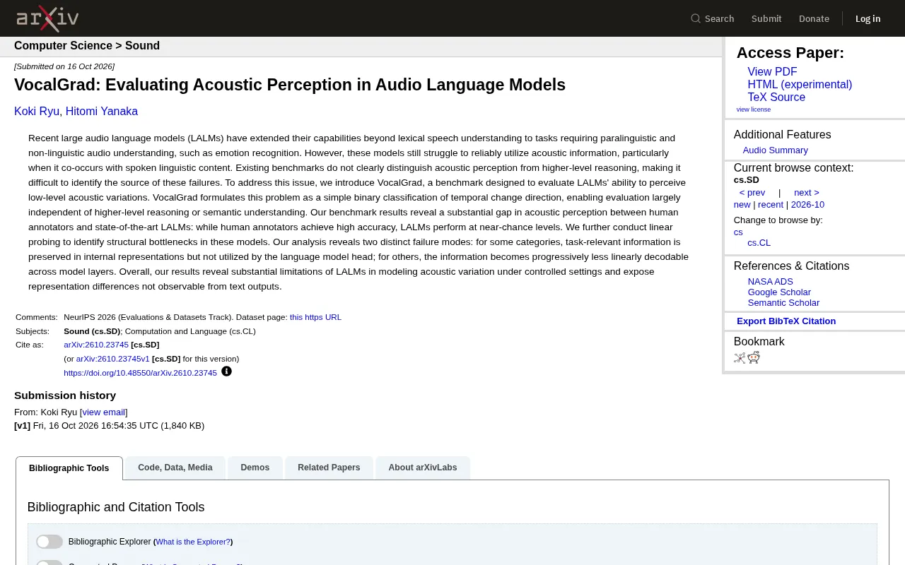 VocalGrad Reveals Acoustic Perception Gaps in Audio Language Models