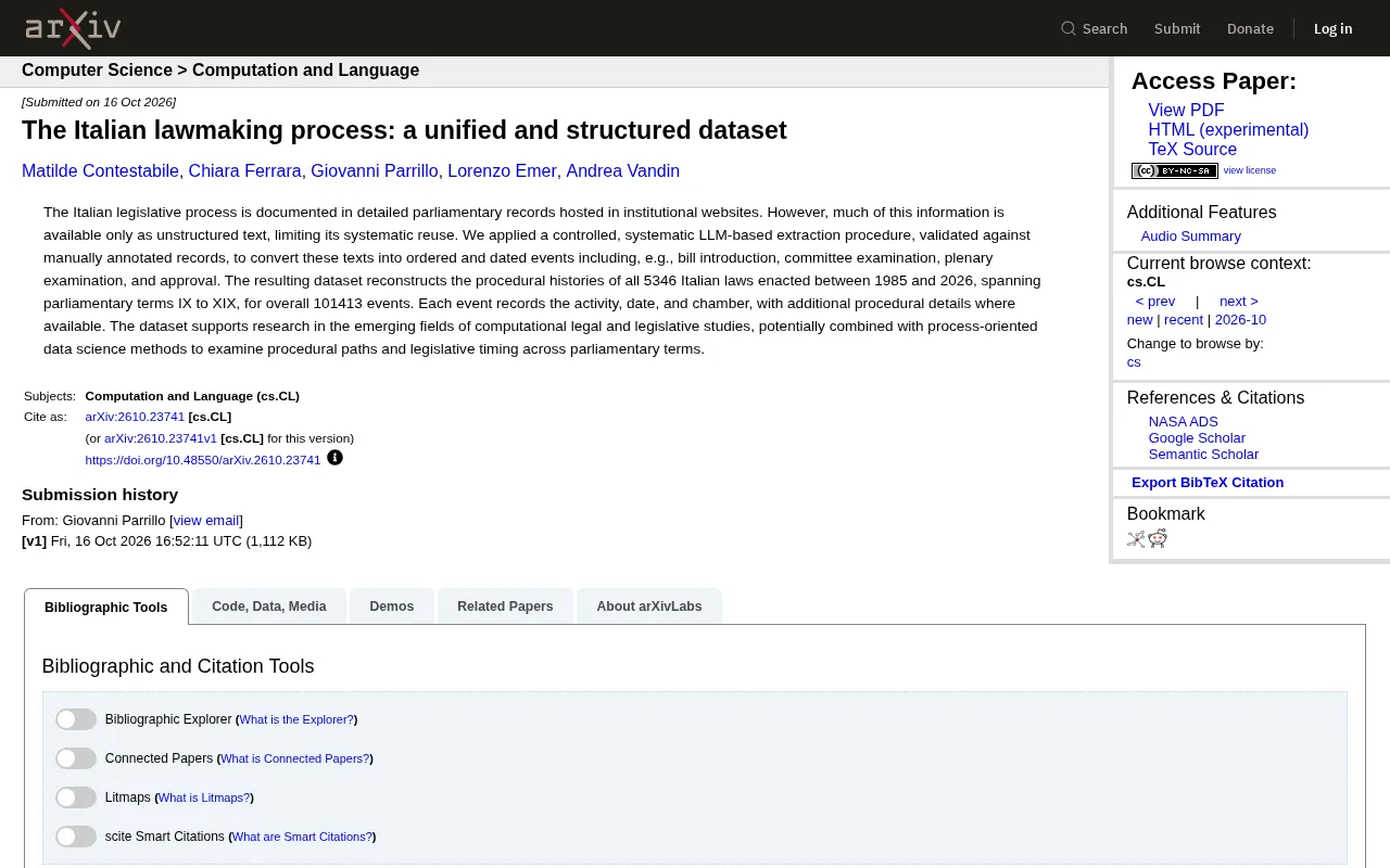 Italian Legislative Process Dataset: LLM Extracts 5,000 Bills and 100,000 Events