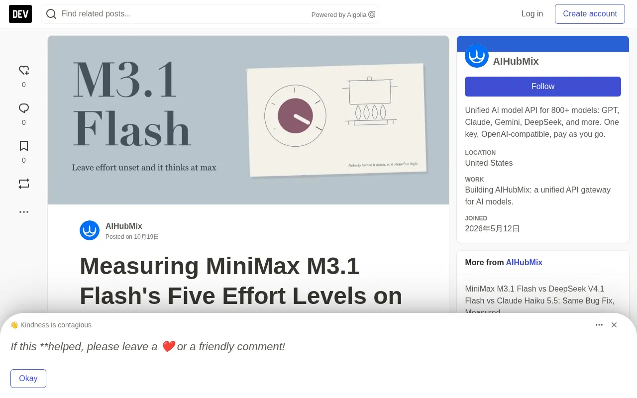 MiniMax M3.1 Flash Five Effort Levels Tested: Default Setting Costs 7x More With Zero Benefit