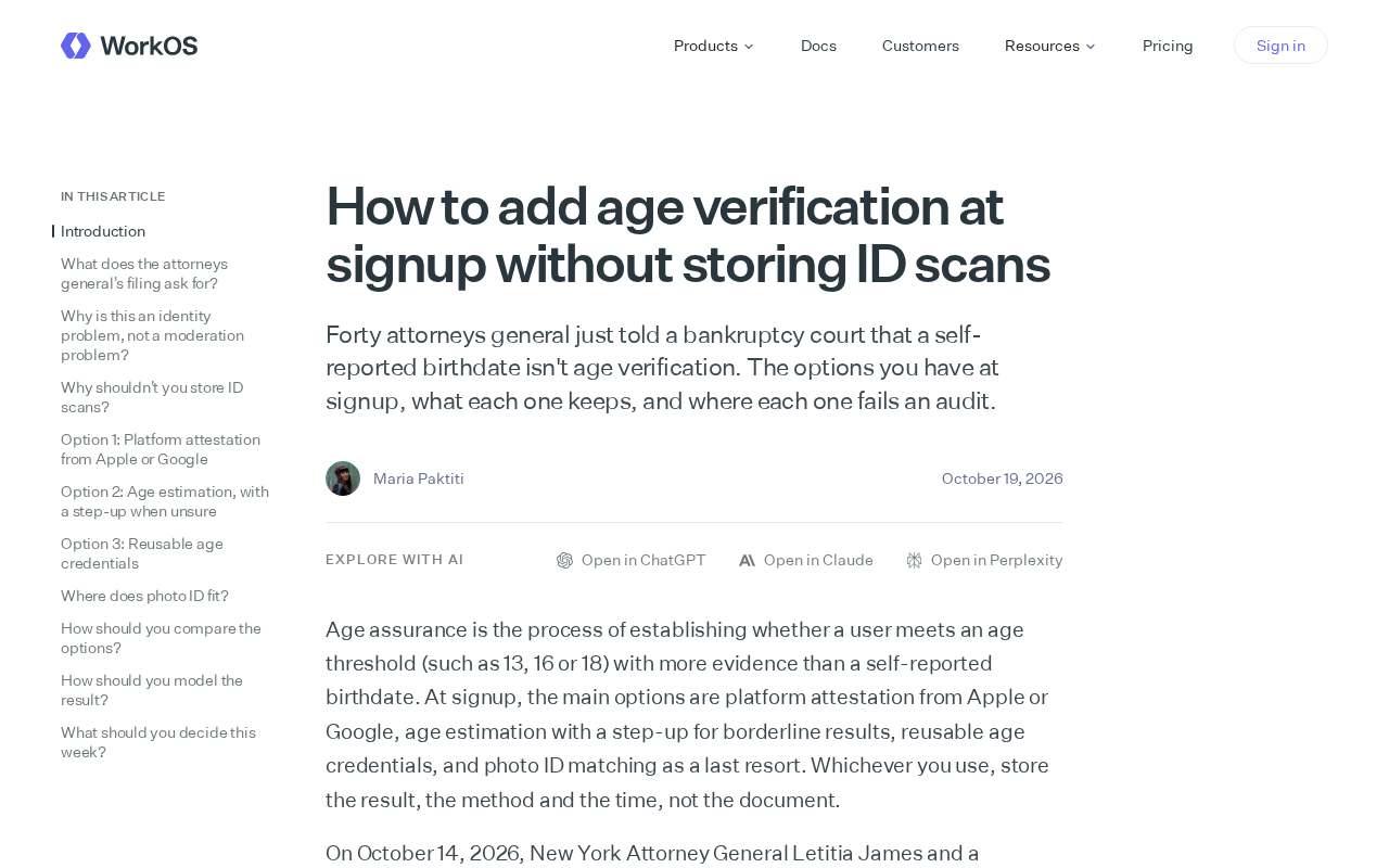 How to Implement Age Verification at Registration Without Storing ID Document Scans