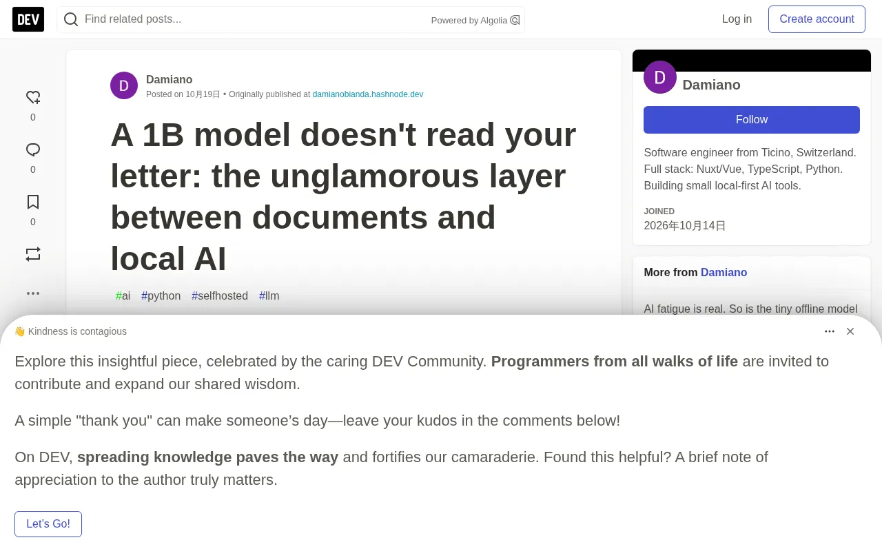 A 1B Model Doesn't Read Your Letters: The Invisible Layer Between Documents and Local AI
