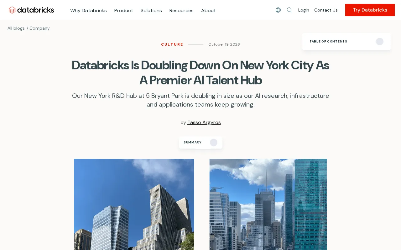Databricks加码纽约AI人才中心,扩建研发枢纽