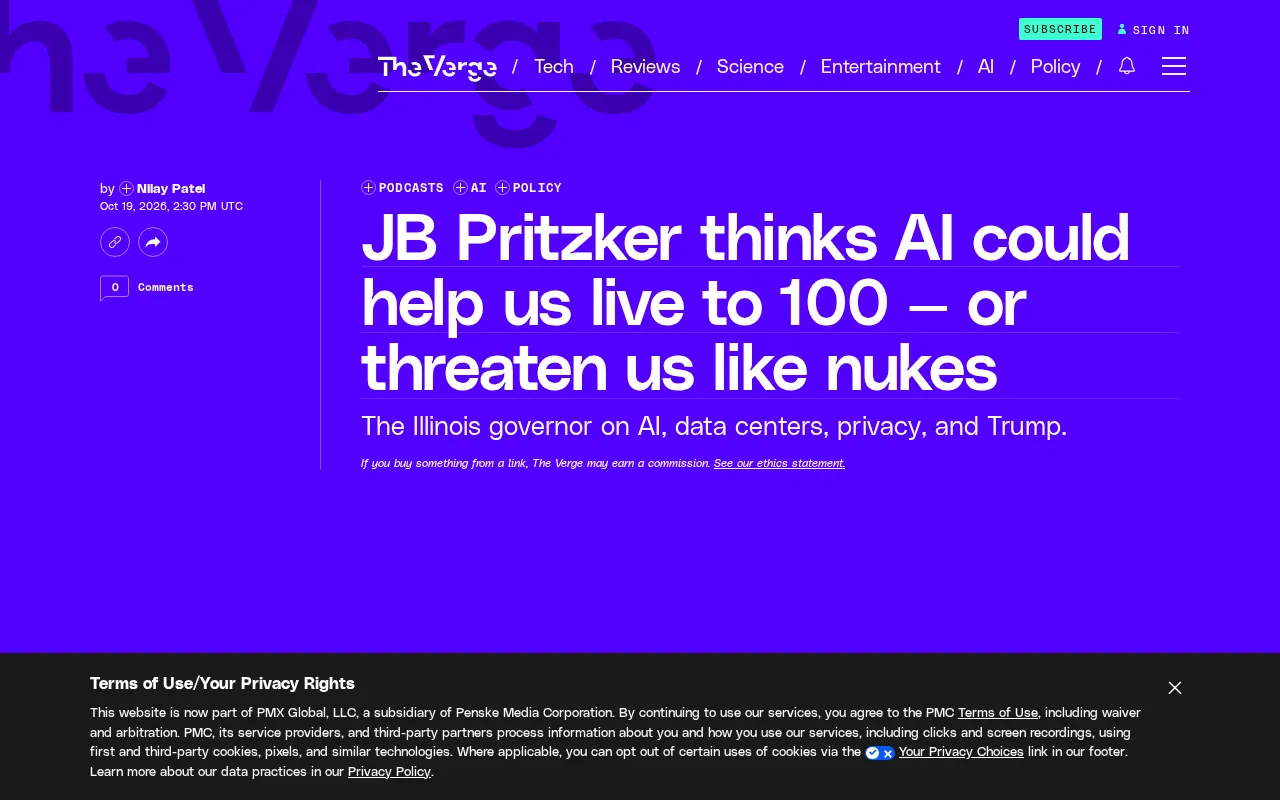 JB Pritzker: AI Could Help Humans Live to 100 — or Threaten Us Like Nuclear Weapons
