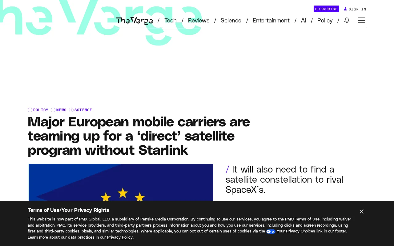 Four Major European Carriers Join Forces to Build Direct-to-Satellite Network, Bypassing Starlink
