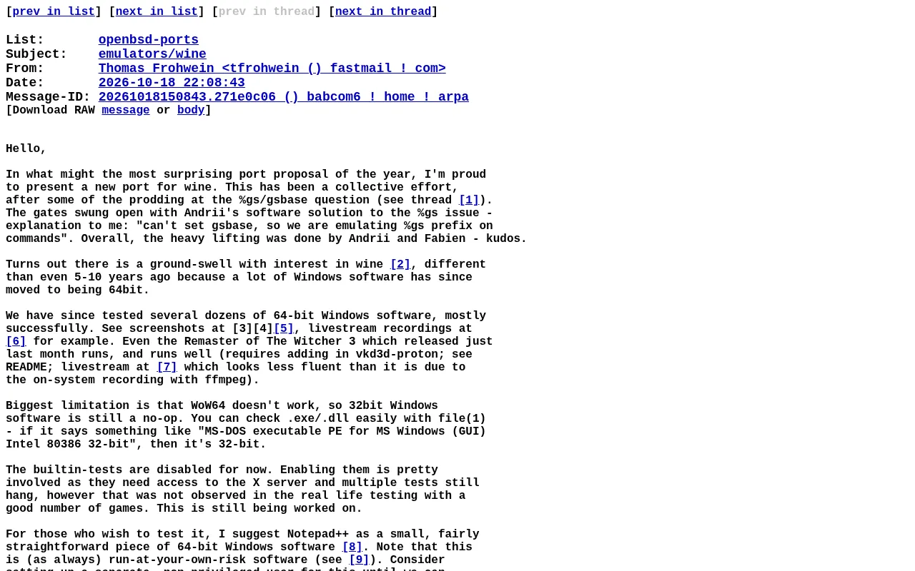 Wine Ported to OpenBSD