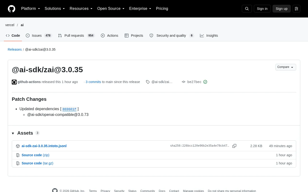 @ai-sdk/zai 3.0.35 Update Analysis: The Evolution of the Compatibility Layer for Z.ai in Vercel AI SDK