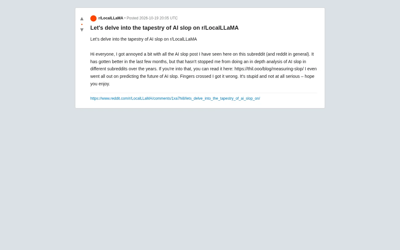 The AI Slop Phenomenon on r/LocalLLaMA: An In-Depth Observation